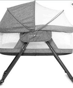 Baby Deluxe Rocking Bassinet, Portable Baby Bassinet, Removable Canopy, Charcoal Tweed