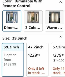 Alternative view of 2 Pack Outdoor Wall Light Fixture, 39.3inch Modern Wall Sconce, IP65 Waterproof Dimmable 3000K-6000K