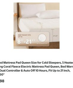 Alternative view of Heated Mattress Pad Queen Size for Cold Sleepers, 5 Heated Setting Coral Fleece Electric Mattress Pad Queen