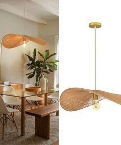23.6" Modern Paper Chandelier Rattan Pendant Lighting Large Wicker Light Fixture