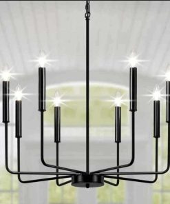 8-Lights Rustic Candle Chandelier Industrial Pendant Lights