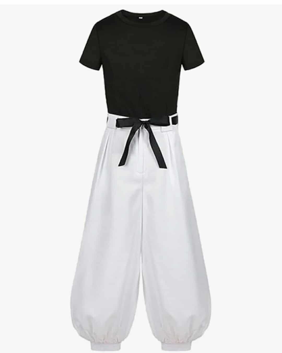 Anime Cosplay Costume Uniform Black Tops White Pants Suit Halloween Outfits Full, Medium - Image 7