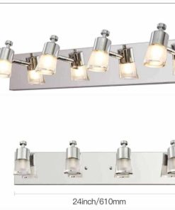 LED Modern Chrome Vanity Lights Over Mirror, Multi Directional Acrylic Bath Wall Lighting Up and Down 4-Light, 24 inch Stainless Scones Light