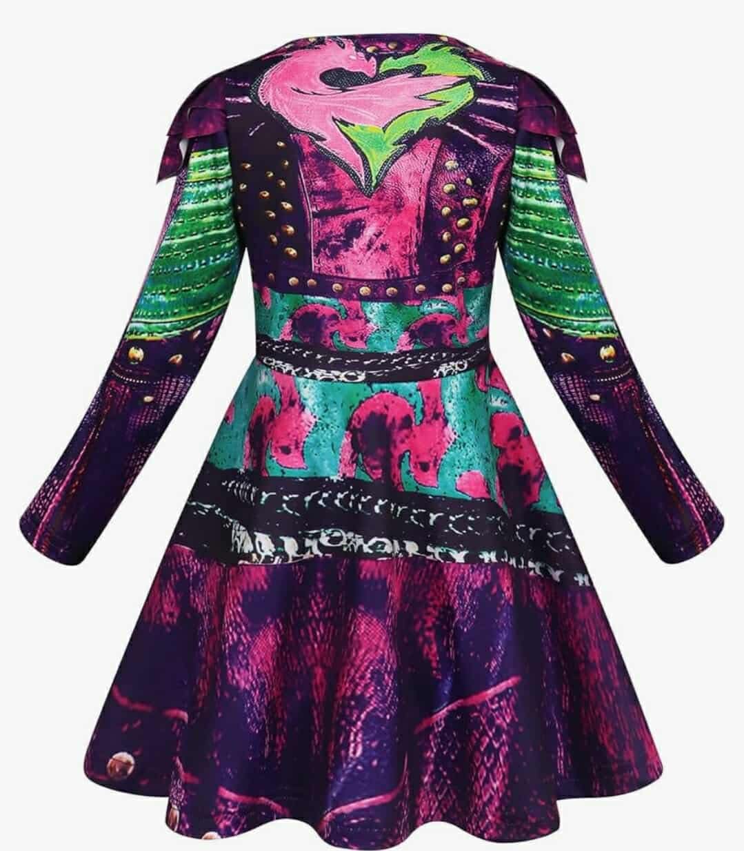 Disney Descendants Mal Costume Girls Zipper Jacket and Pants Costumes with Wig Princess Halloween Dress Up Outfits, 3T-4T - Image 2
