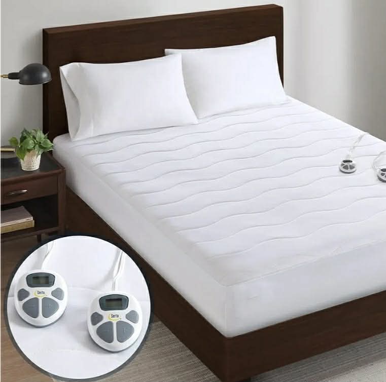 Serta Heated Mattress Pad Queen Size - Electric Mattress Pad, 10 Heat Setting Controller, Auto Shut Off Timer, Deep Elastic Pocket, Up to 17" Mattress, ETL Certified, Machine Wash, Queen, White