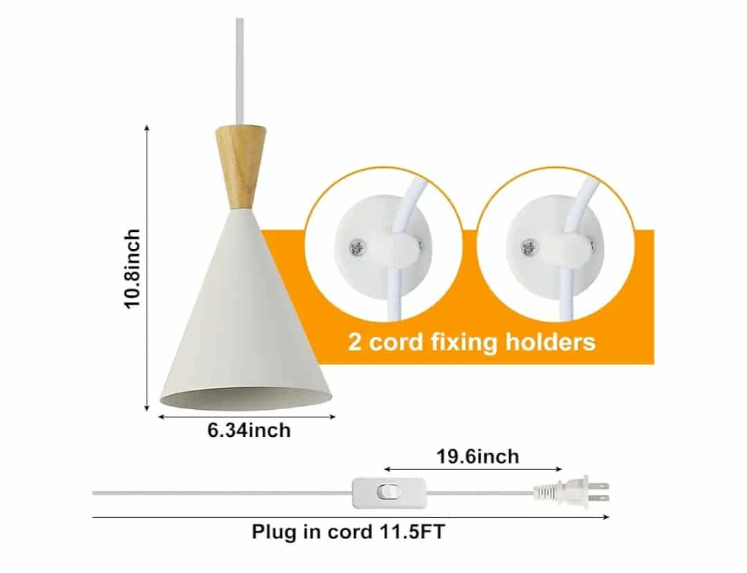 Modern plug in Pendant Light Kitchen, Adjustable chandelier hanging lamps that plug in - Image 3