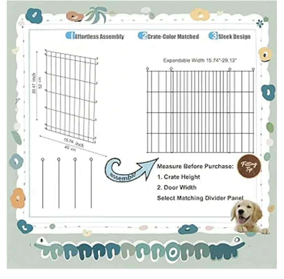 Dog Crate Divider Panel - 2 Pack Black Metal, Compatible with 32"-36"/42" & Other Crate Sizes, 20.47" H x Adjustable Width 15.74"-29.13"(Dog Crate NOT Included) - Image 12