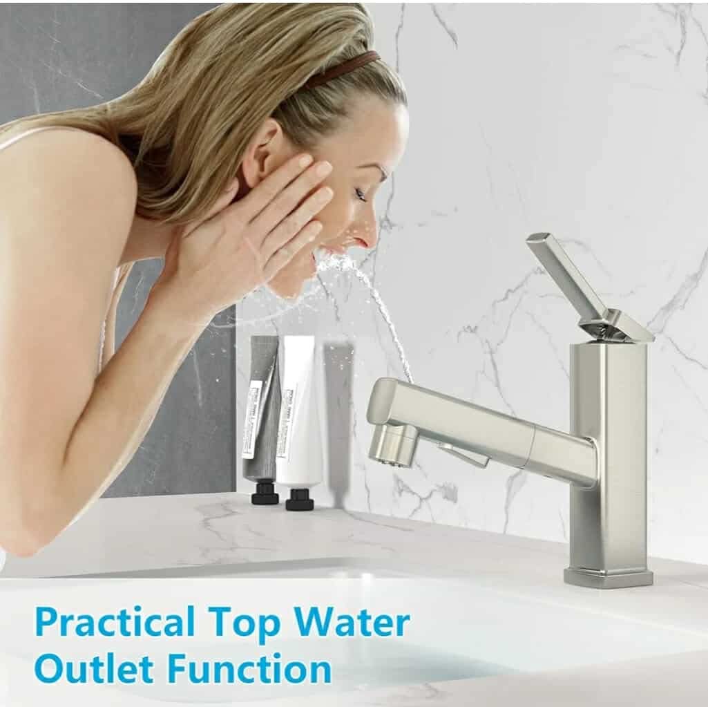 Pull Out Single Hole Bathroom Faucet, 3 Spray Mode Single Handle Bathroom Faucet One hole - Image 6