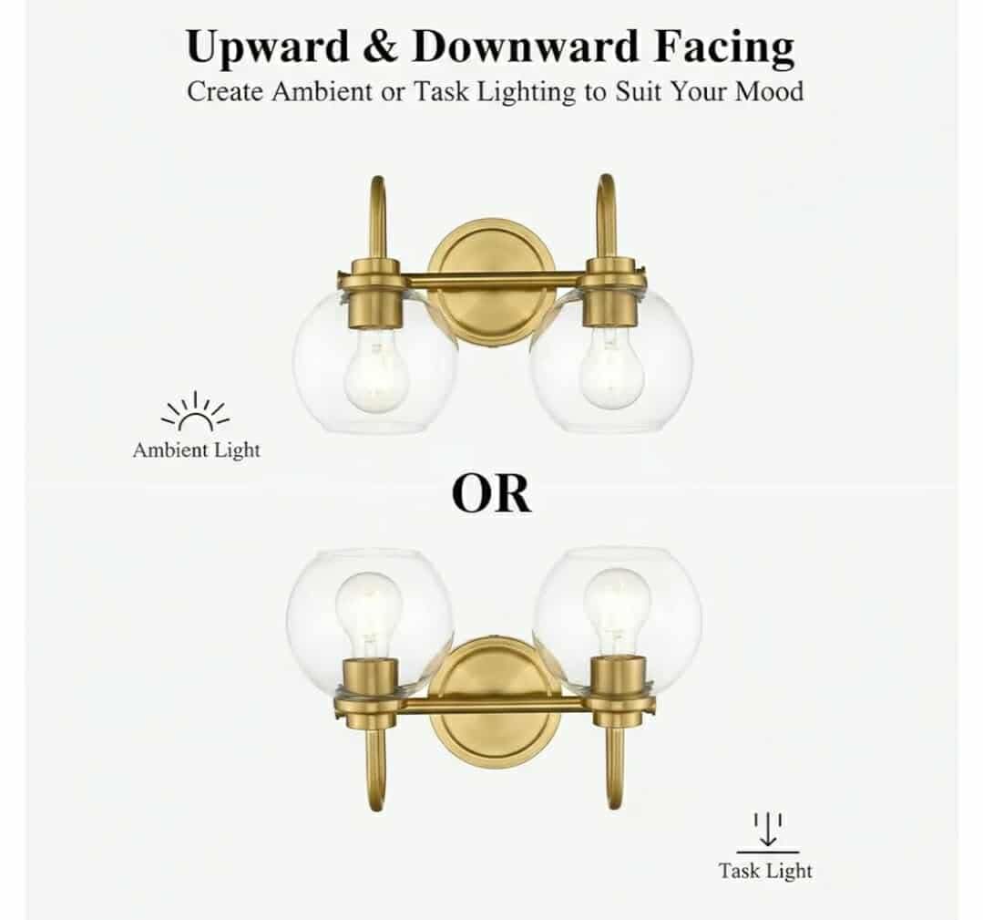 Gold Bathroom Light Fixtures 2 Light - Image 9