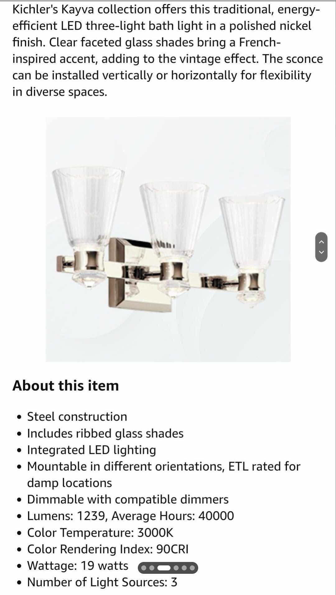 Kayva Wall Sconce, 6-Light LED 114 Total Watts, Polished Nickel - Image 5