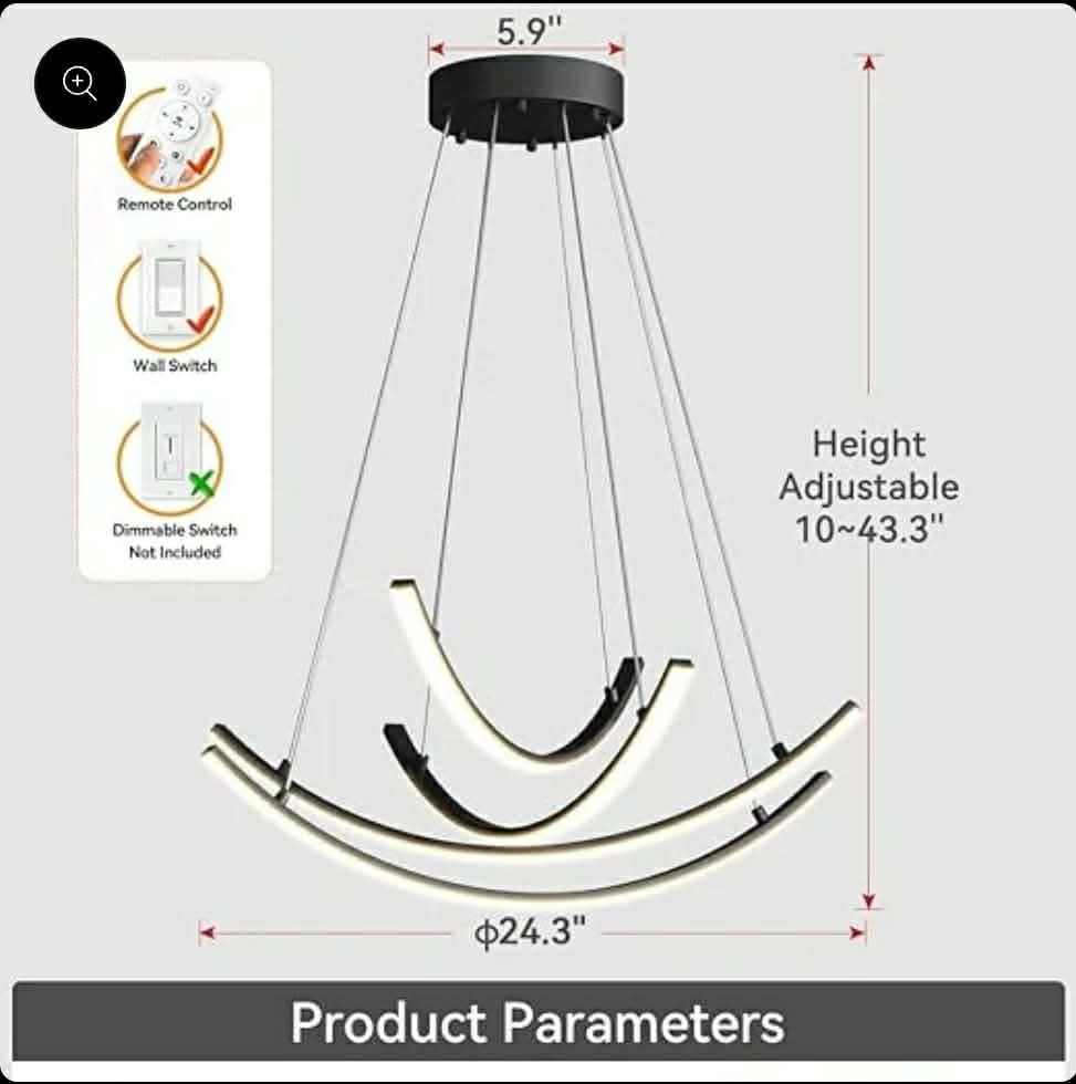 Modern Sputnik Pendant Light 40W LED Black Pendant, 23.6 Inch - Image 2