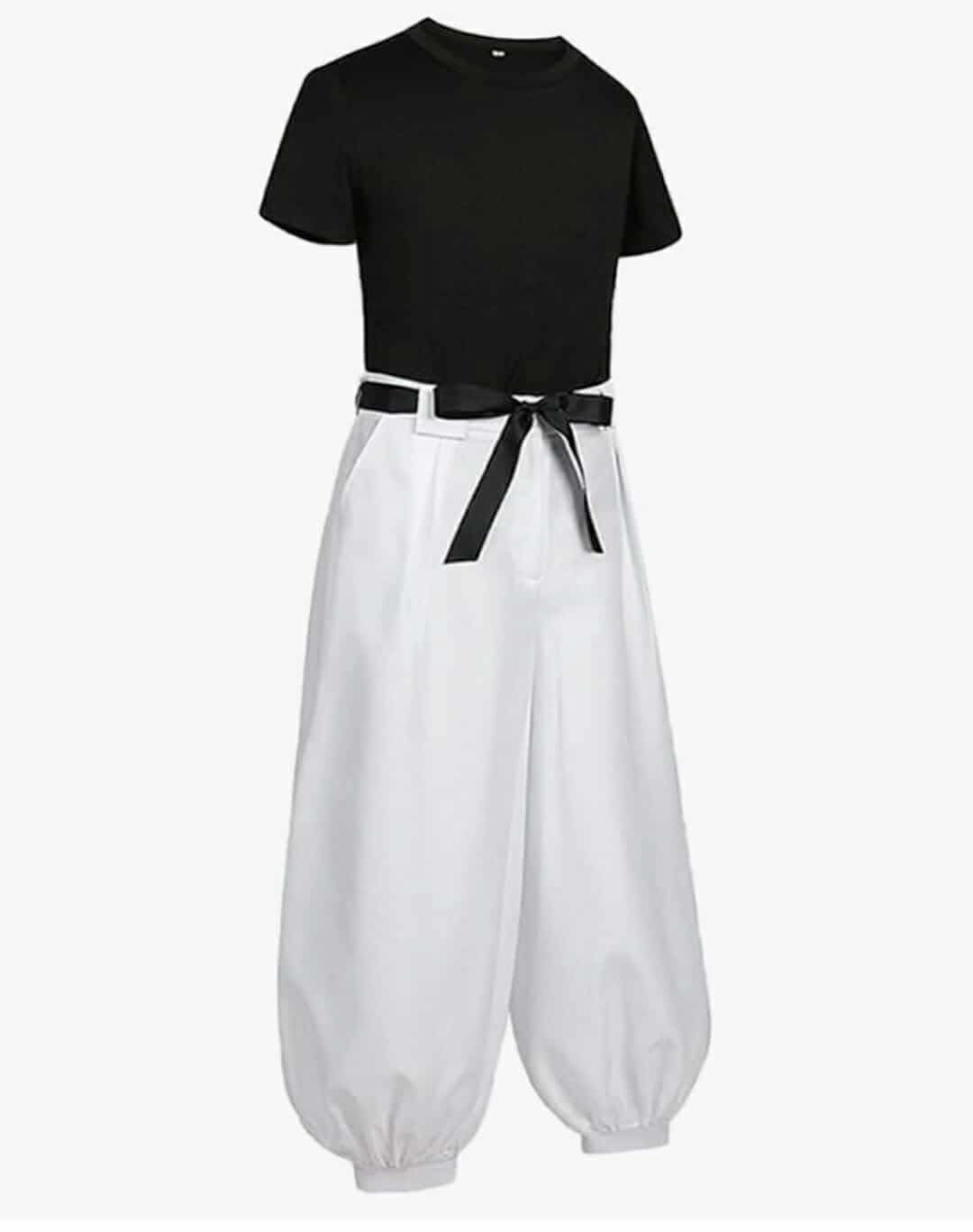 Anime Cosplay Costume Uniform Black Tops White Pants Suit Halloween Outfits Full, Medium - Image 4
