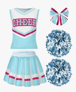 Halloween Girl Cheerleader Costume, Cheer Uniform Set, Cheerleading Outfit for Halloween DressUp Party, XL 12-14 yrs