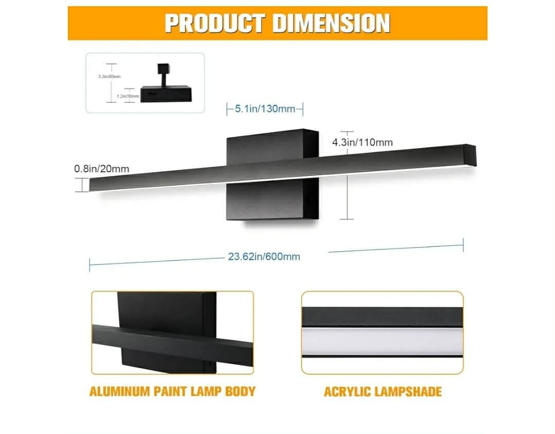 31.5 inch Black Bathroom Vanity Light,18W 5CCT Dimmable LED Bathroom Lighting - Image 3