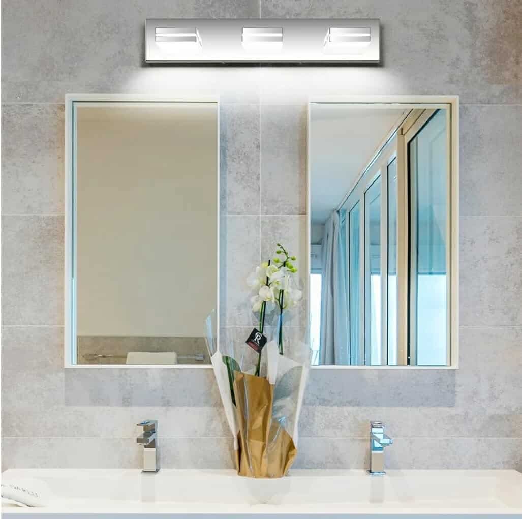 Modern Acrylic Bathroom Wall Lighting Fixtures Over Mirror, 3-Light, 24-Inch, Chrome, 100%-0% White - Image 15