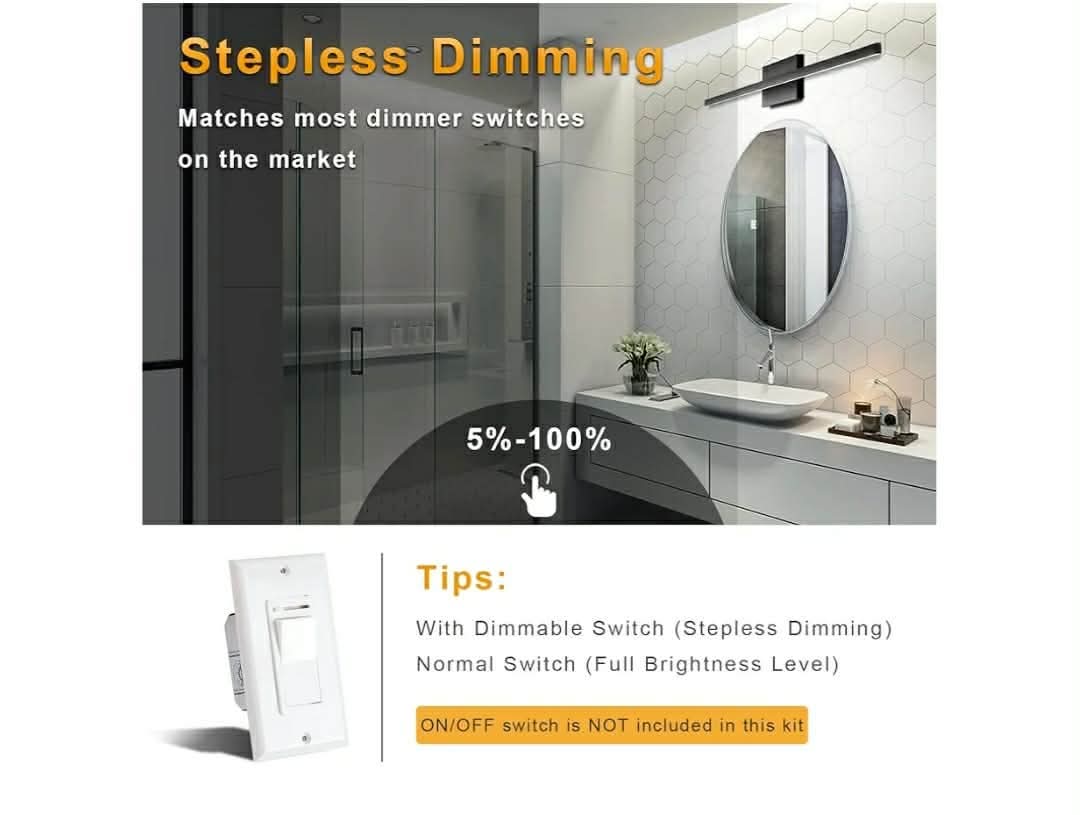 31.5 inch Black Bathroom Vanity Light,18W 5CCT Dimmable LED Bathroom Lighting - Image 6