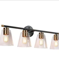30-in 4 Light Matte Black & Copper Gold Transitional Bathroom Vanity Light