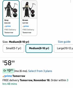 Alternative view of Glowing Eyes Grim Reaper Costume for Kids for Boys Halloween Costume Halloween Dress-up Party, Small