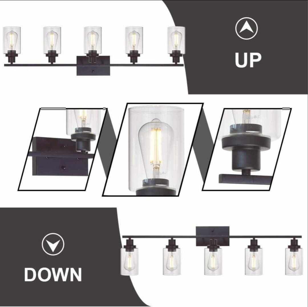MELUCEE 5-Light Vanity Lights Bathroom Fixtures Oil Rubbed Bronze Finished - Image 17