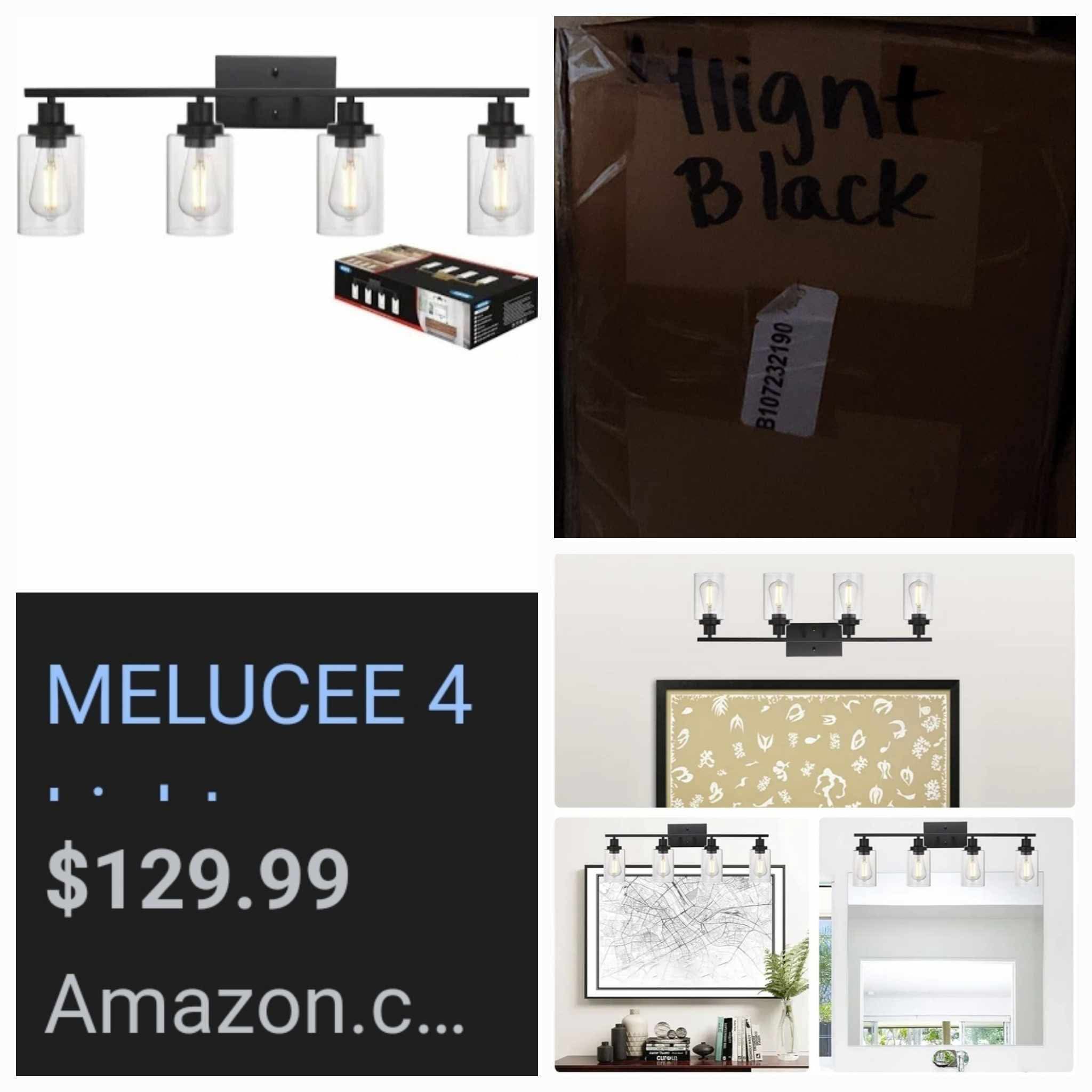 MELUCEE 4 Lights Sconces Wall Lighting Black with Clear Glass Shade, Black - Image 4
