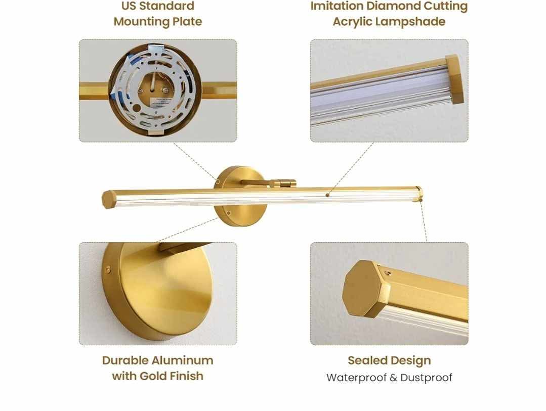 30 Inch Gold Vanity Light 24W 5CCT Dimmable Modern LED Vanity Light Fixture Rotatable - Image 22