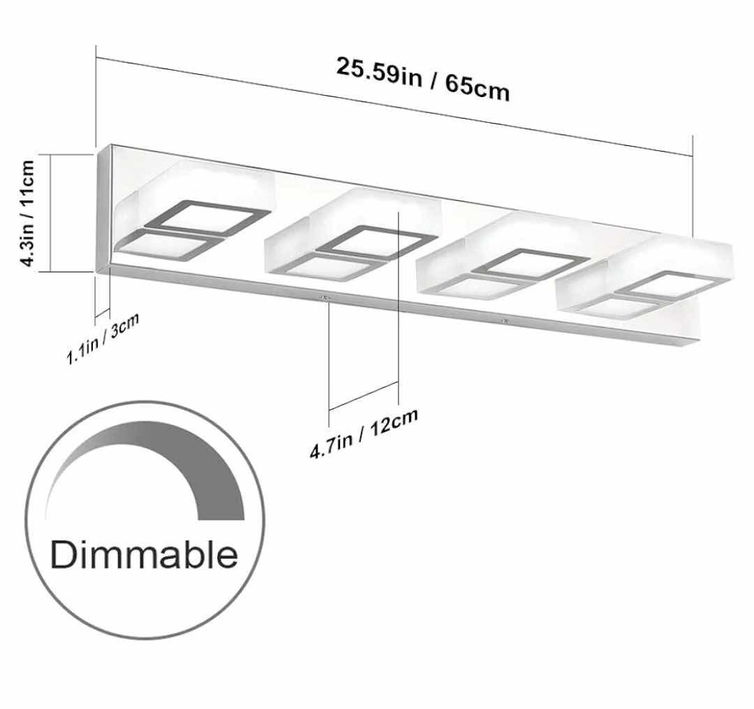 Modern 4 Square Lights Bathroom Vanity Lights Fixtures Acrylic Rotable 360° LED - Image 9