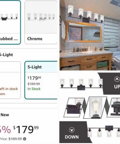 Alternative view of MELUCEE 5-Light Vanity Lights Bathroom Fixtures Oil Rubbed Bronze Finished