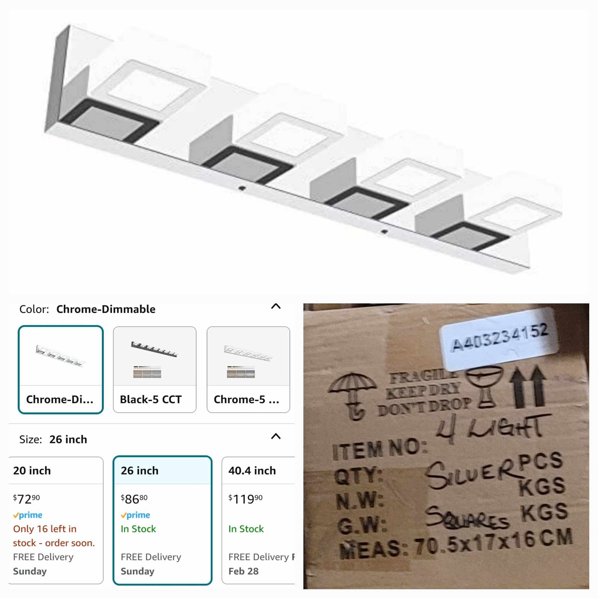 Modern 4 Square Lights Bathroom Vanity Lights Fixtures Acrylic Rotable 360° LED - Image 12