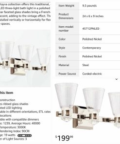 Alternative view of Kayva Wall Sconce, 6-Light LED 114 Total Watts, Polished Nickel