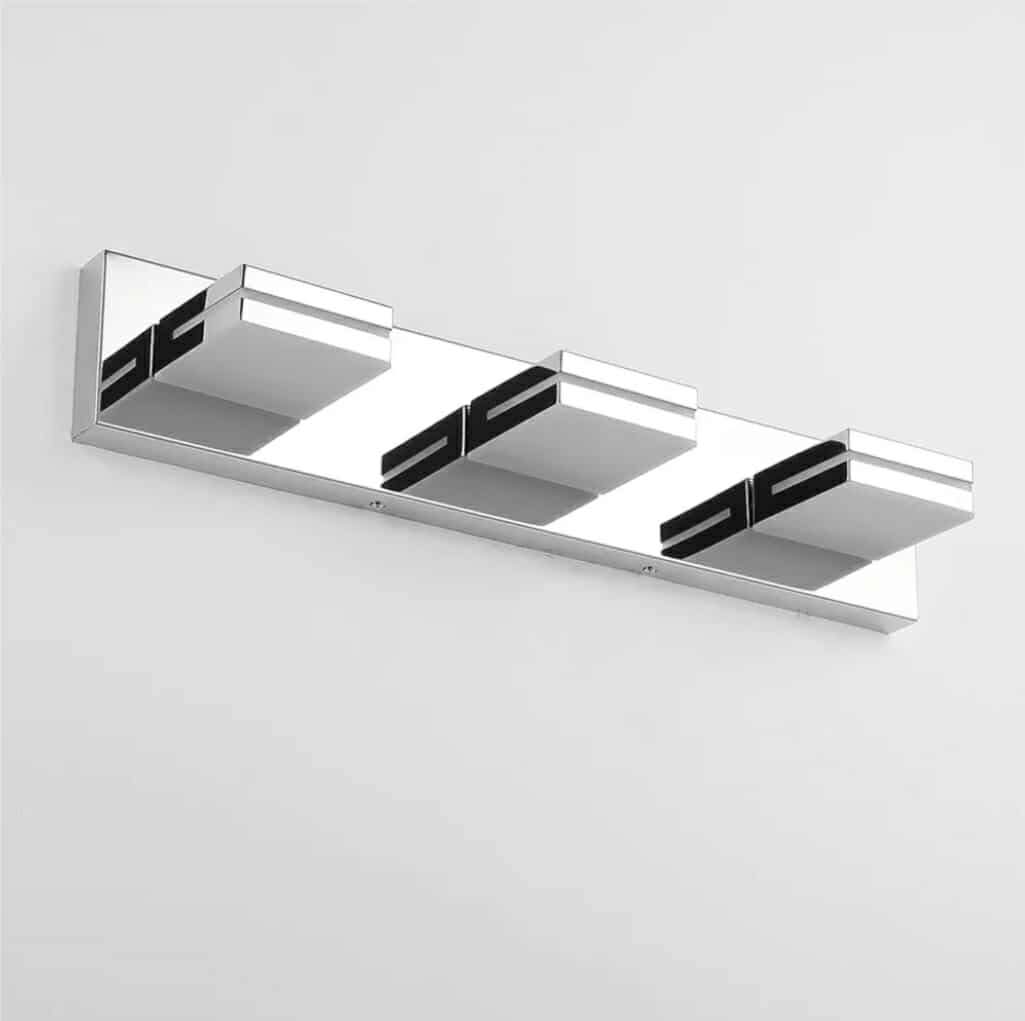 Modern Acrylic Bathroom Wall Lighting Fixtures Over Mirror, 3-Light, 24-Inch, Chrome, 100%-0% White