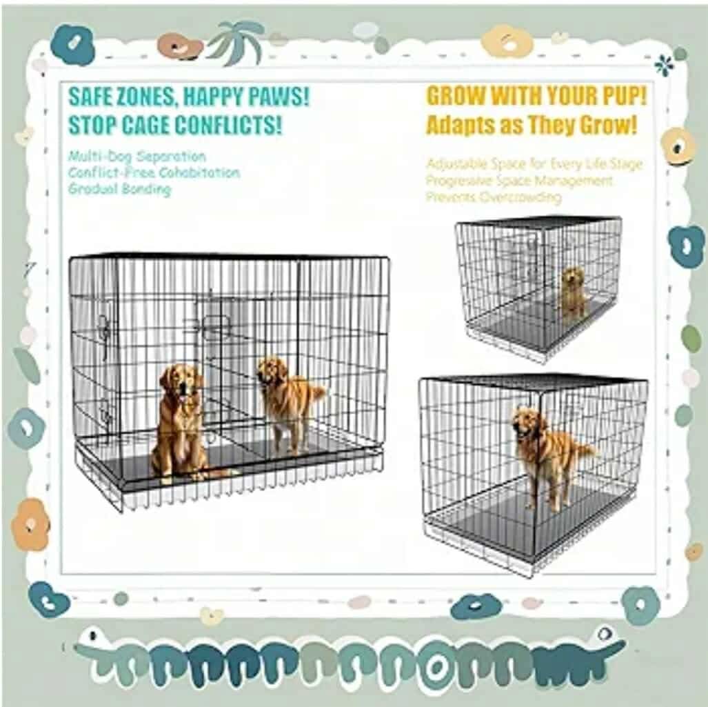 Dog Crate Divider Panel - 2 Pack Black Metal, Compatible with 32"-36"/42" & Other Crate Sizes, 20.47" H x Adjustable Width 15.74"-29.13"(Dog Crate NOT Included) - Image 11