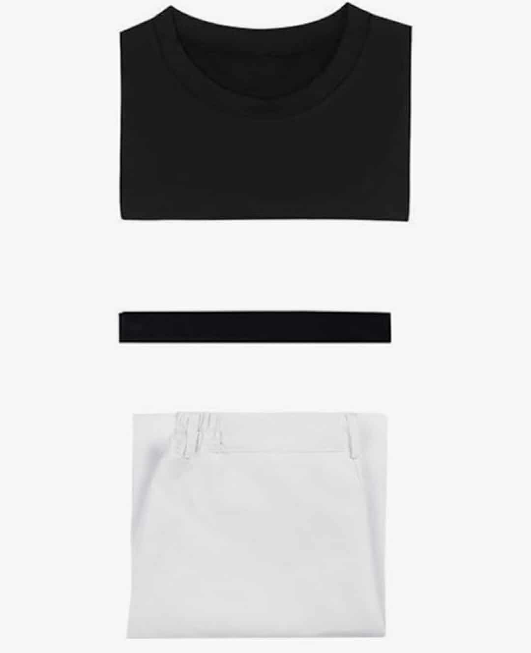 Anime Cosplay Costume Uniform Black Tops White Pants Suit Halloween Outfits Full, Medium - Image 5