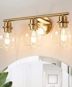 3-Lights Bathroom Vanity Light with Clear Globe Glass Shade 22 inch