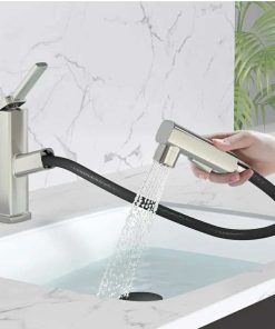 Pull Out Single Hole Bathroom Faucet, 3 Spray Mode Single Handle Bathroom Faucet One hole