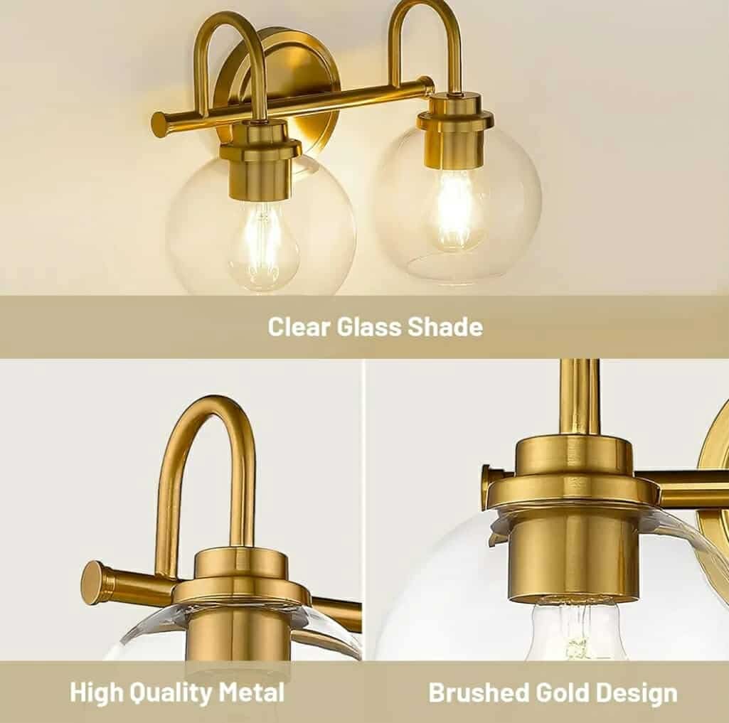 Gold Bathroom Light Fixtures 2 Light - Image 10