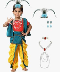 Ezuwail Lord Krishna Costume Janmashtami, Krishnaleela & Kanha Dress Kids with Dhoti Set