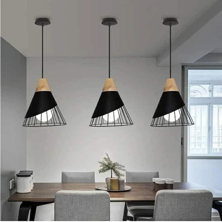 3pk Iron Pendant Lights, Modern Geometric Lights, Ceiling Decorative Lighting fixtures
