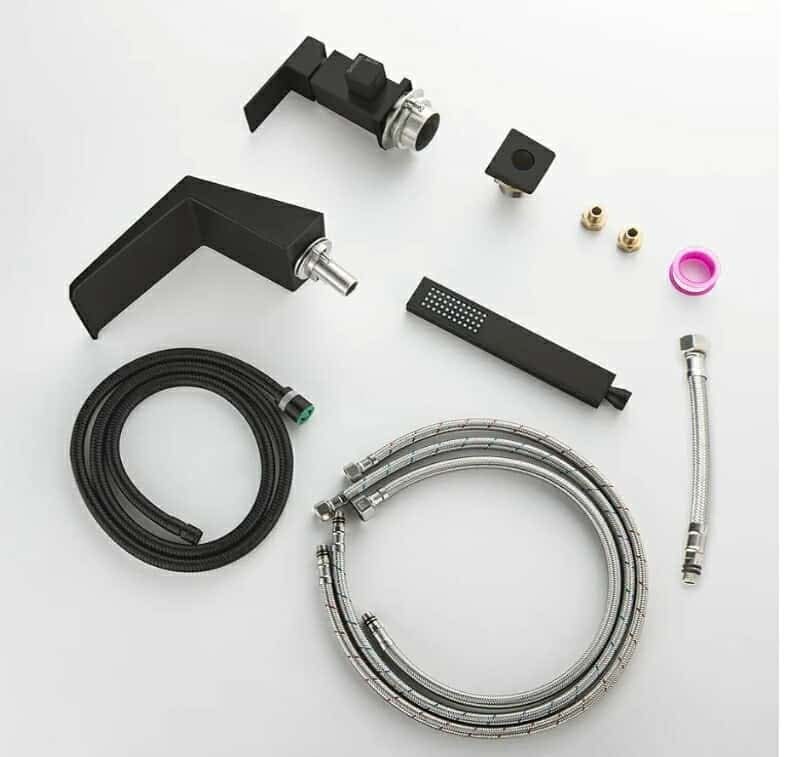 Black Roman Tub Faucet with Sprayer, Deck Mount Roman Bathtub Faucet Set with Hand Shower for 3 Holes - Image 12