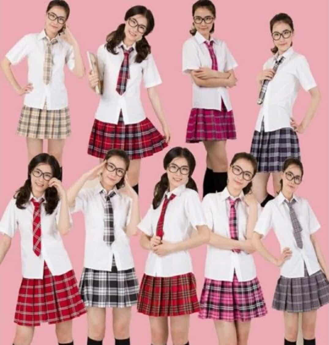 Japanese Tartan Pleated School Uniform Cosplay Costumes with Socks Set, XL - Image 7