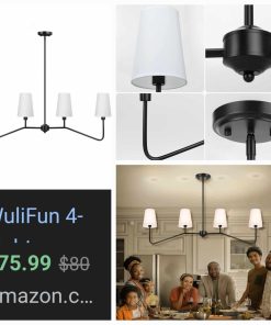 Alternative view of 4-Light Kitchen Island Lighting, Industrial Linear Chandelier, Kitchen Island Light