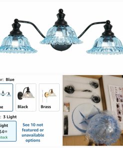 Blue and Black 3 Light Vanity Light Bathroom Vanity Light Fixture