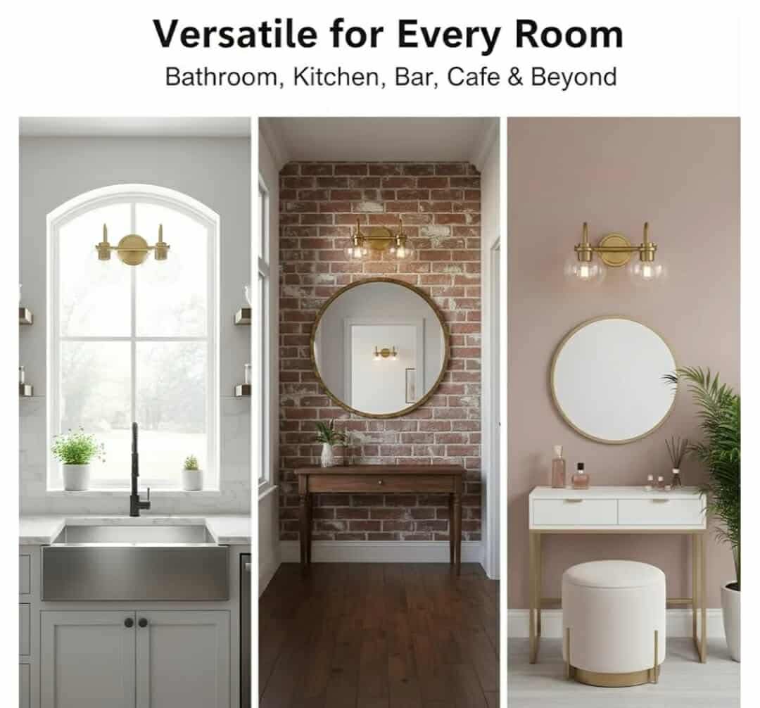 Gold Bathroom Light Fixtures 2 Light - Image 11