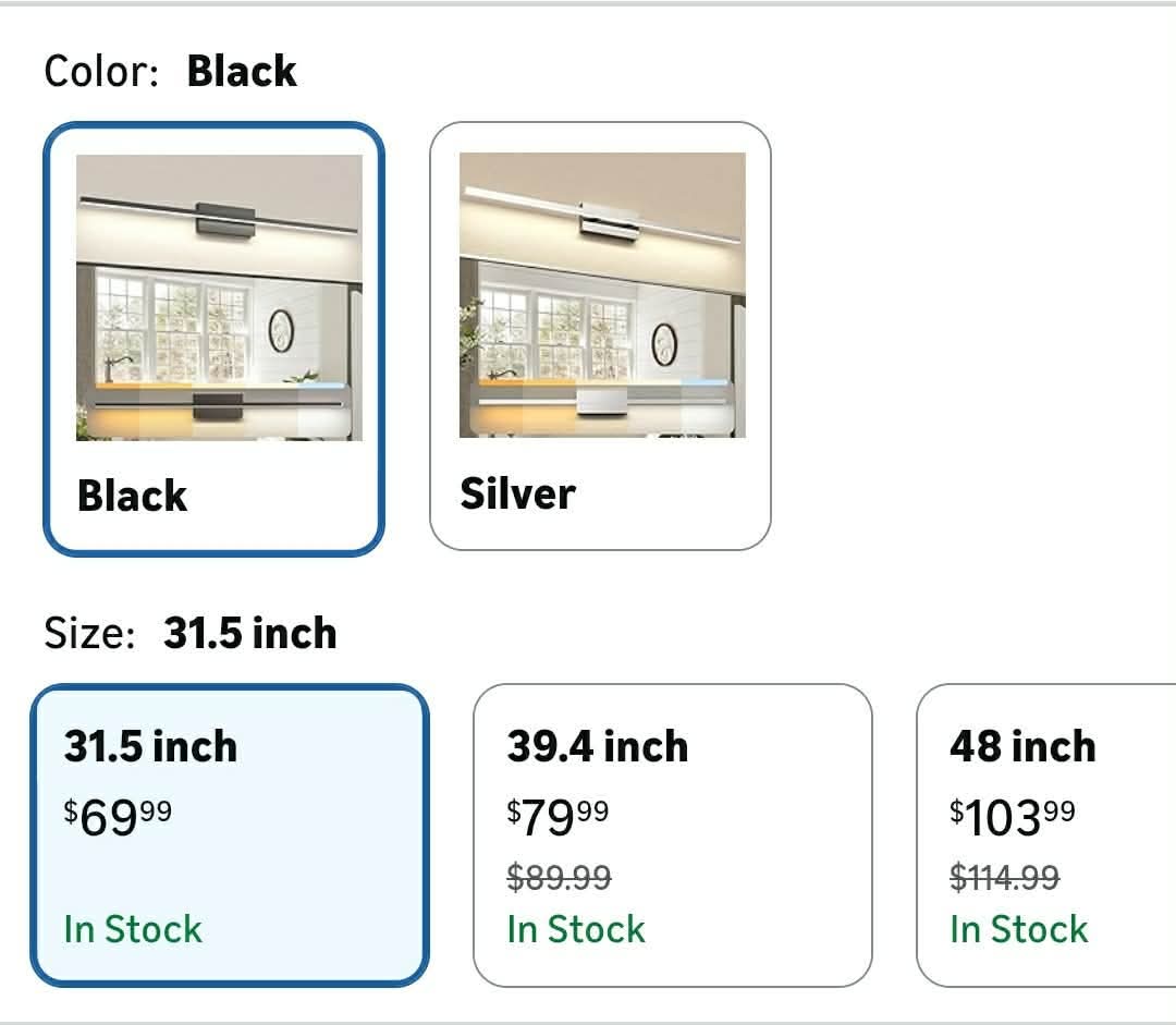 31.5 inch Black Bathroom Vanity Light,18W 5CCT Dimmable LED Bathroom Lighting - Image 2