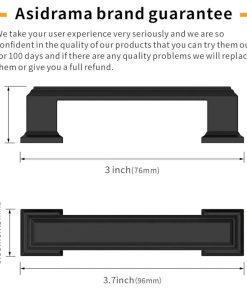 Alternative view of 10 Pack 3 Inch (76mm) Matte Black Kitchen Cabinet Handles Cabinet Pulls