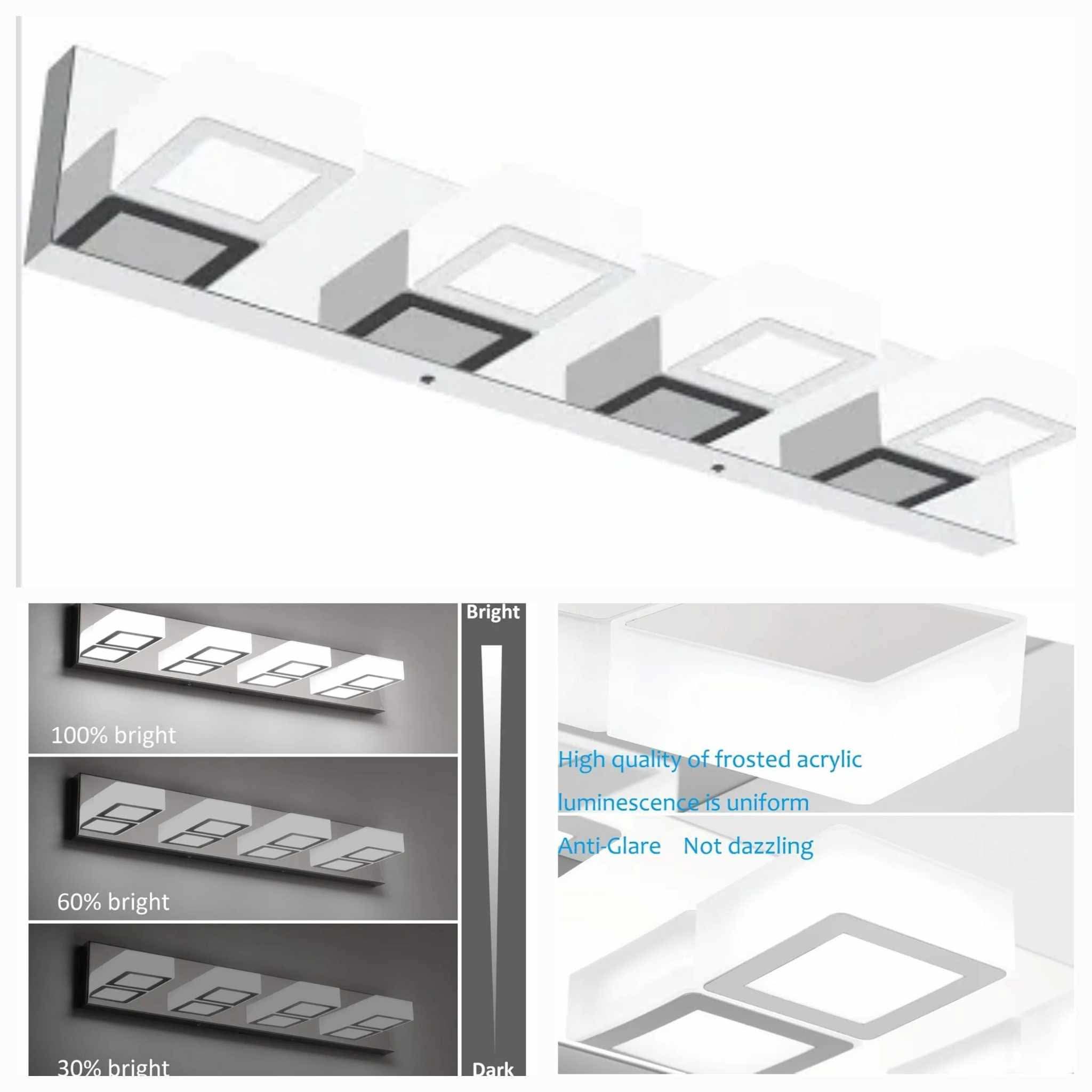 Modern 4 Square Lights Bathroom Vanity Lights Fixtures Acrylic Rotable 360° LED - Image 5