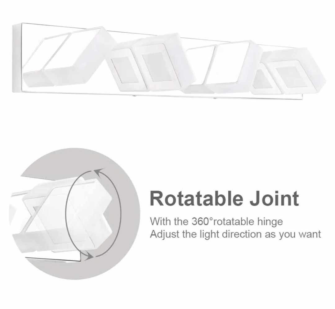 Modern 4 Square Lights Bathroom Vanity Lights Fixtures Acrylic Rotable 360° LED - Image 10