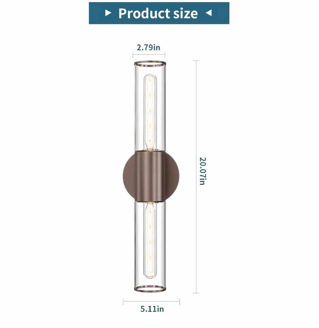 2-Light Oil Rubbed Bronze Wall Sconce Lighting Fixture with Clear Glass - Image 6